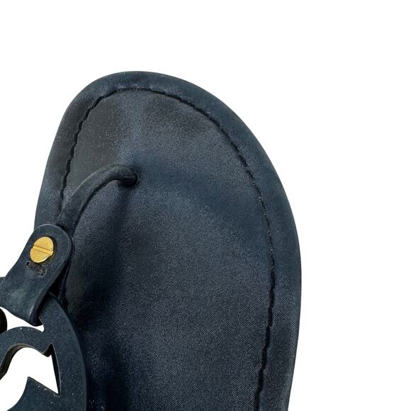 TORY Burch Navy Blue Sparkle Miller Logo Sandals Size 8.5 - Picture 10 of 10